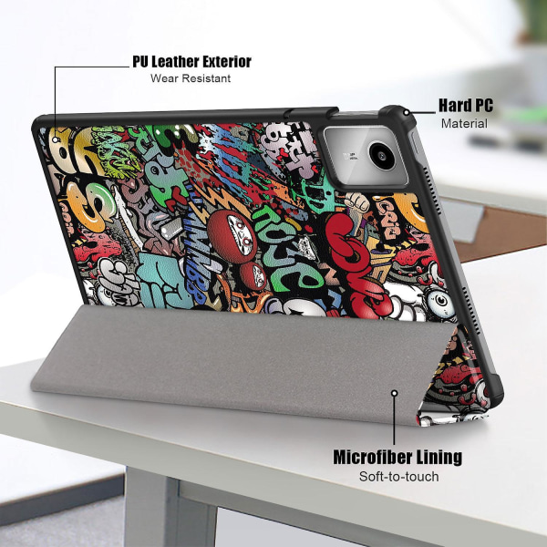 För Lenovo Tab M11 (Xiaoxin Pad 11 2024) Trifold Stand Cover Mönster Auto Sleep Wake Tablet Case Multicolor Style E Lenovo Tab M11 (Xiaoxi