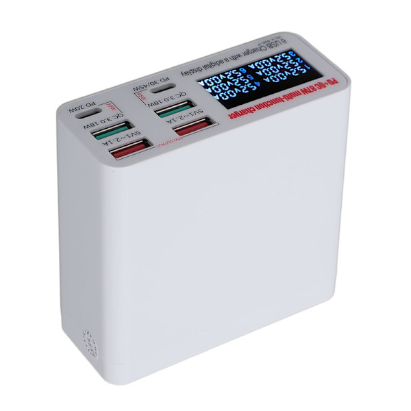 USB-latausasema 87W USB A USB C -laturi Hub 6 portilla LCD-näyttö QC3.0 PD Pikalataus USB-virtajohto 100–240V US-pistoke 0.1