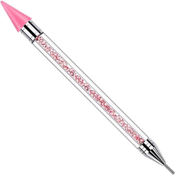 Piece Dotting Picker Pen, Nagelpenna, Dubbla Nail Art borstar, Nageldetaljborstar, för DIY Nail Art Tool Manicure Tools (Rose Red)