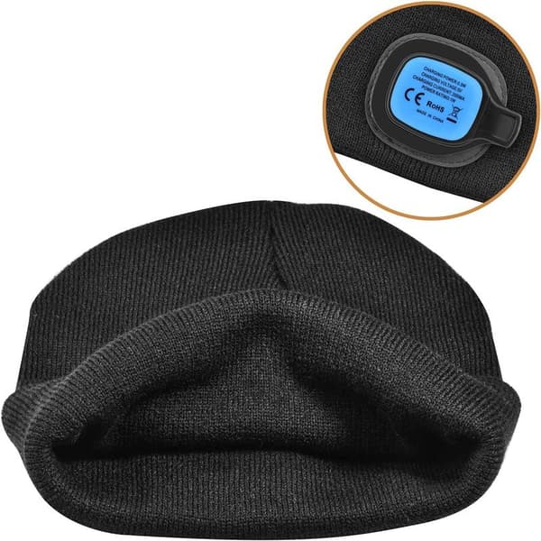 Pipo LED-valolla, USB-ladattava LED-pipo 3 valolla musta
