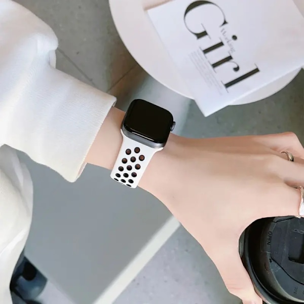 Urheiluranneke Apple Watch -rannekkeelle 45 mm 49 mm 44 mm 40 mm 41 mm 42 mm Silikoniranneke correa iWatch Ultra 2 Series 9 8 SE 7 6 5 4 3 Musta pinkki 15 S-M