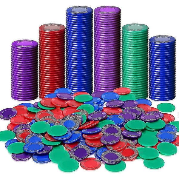 400 stk. plastpokerchips spillchips 4 farger teller kort for spill, telling, bingospill