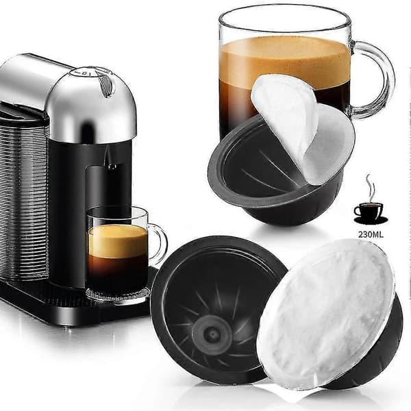 5x 230 ml kaffekapsel med 60 lokk kompatibel med Nespresso Vertuoline Plus