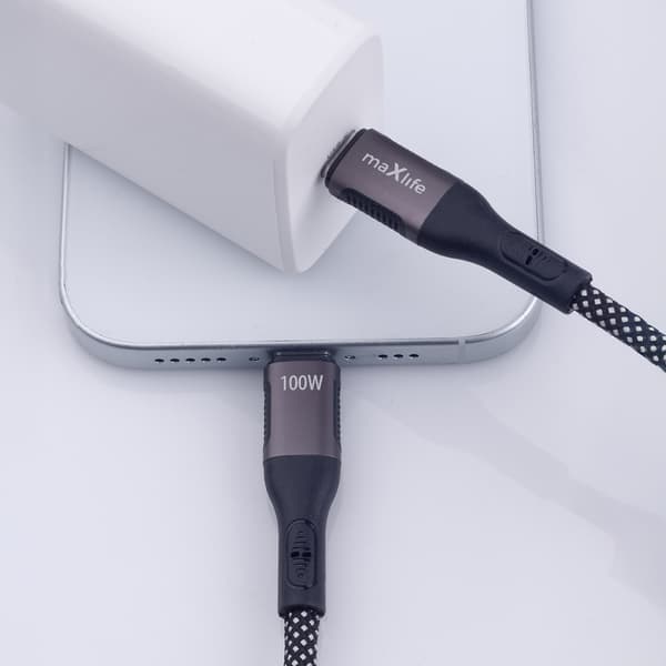 Maxlife MXUC-11 magnetisk kabel USB-C - USB-C 1,0 m 100W sort nylon