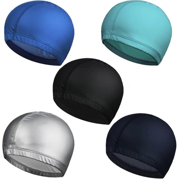 5-pakning Unisex Badehetter PU Vanntett Stoff Elastisk Badehette for Voksne