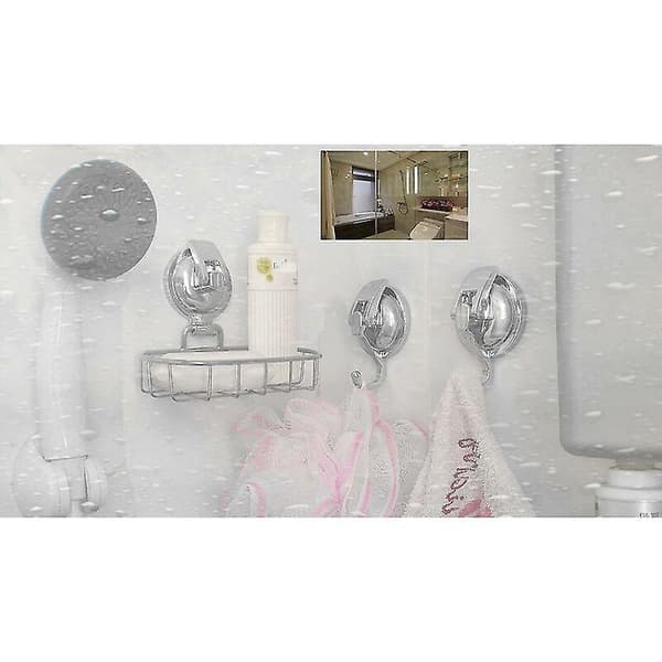Kraftiga sugkoppskrokar (healwe 2-pack) designade för kök, badrum (silver)