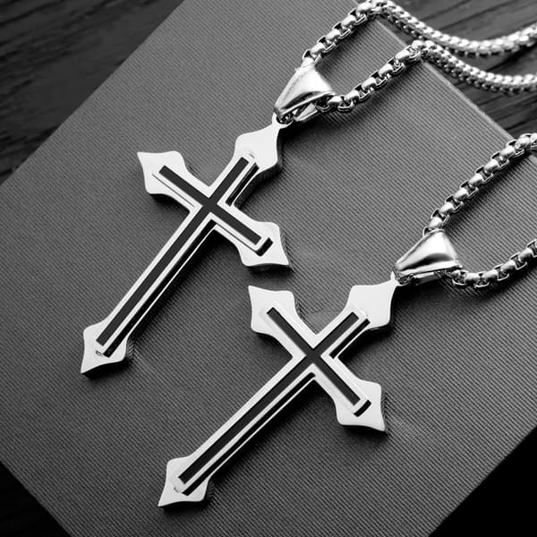 Halsband med kors i titanrostfritt stål för män