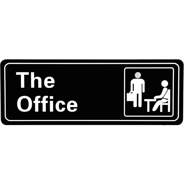 Office Sign Akryyli Ovikyltti Itsekiinnittyvä kyltti Helppo asennus 3,2x9x0,2 tuumaa (mustavalkoinen)