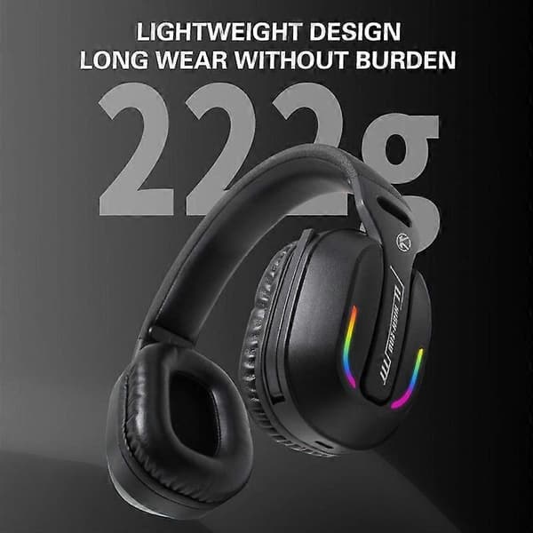 Bluetooth 5.4 Hodebåren RGB Trådløst Bluetooth Gaming Headset Med Sender GT100 Svart