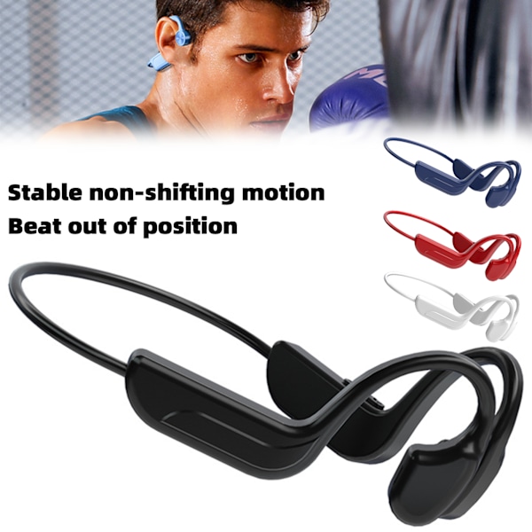 Nackband med öppna öron-hörlurar Vattentät Bluetooth-kompatibelt headset Benledningsheadset Black