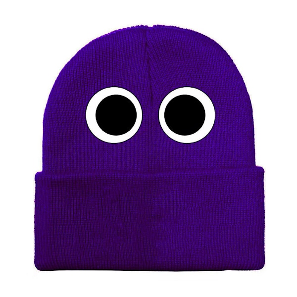 Barnens Roblox Rainbow Friends Tryckt Beanie Hatt Vinter Varm Stickad Stretch Mössa Gåvor Dark Purple