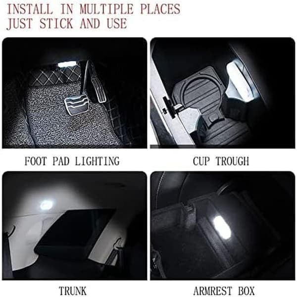 4 st trådlösa LED-lampor för bilinteriör, LED-lampor för bil