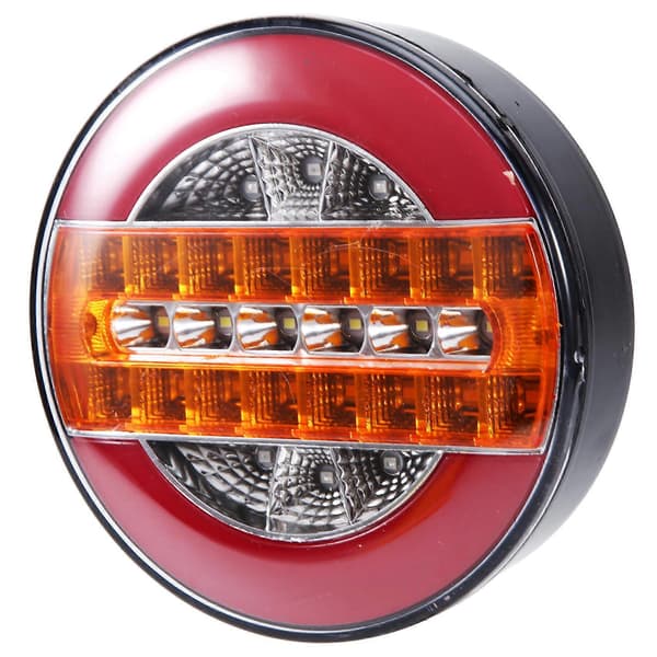 4 tommer trailer dynamisk baglygte 24V LED lastbil bremselys LED rund vand hamburger til biler både busser campingvogne Red