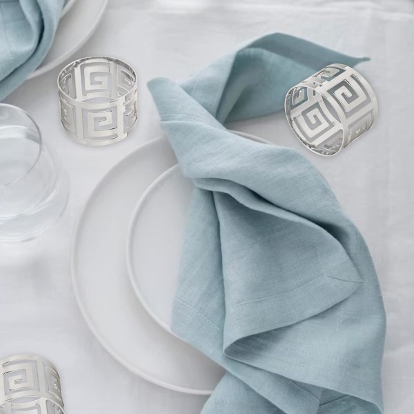 6 stykker servietringe sølv servietspænde metal servietholder til fest Bryllupsmiddag Fødselsdag Hotel Restaurant