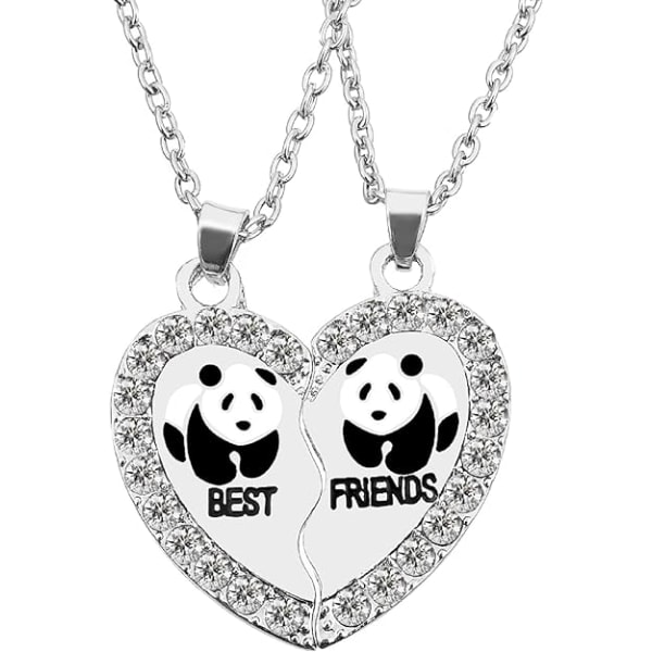 2 stk Forever Friendship Halskjede Heart Breaking Pendant Par Puslespill Pandaer Best Friends for kvinner