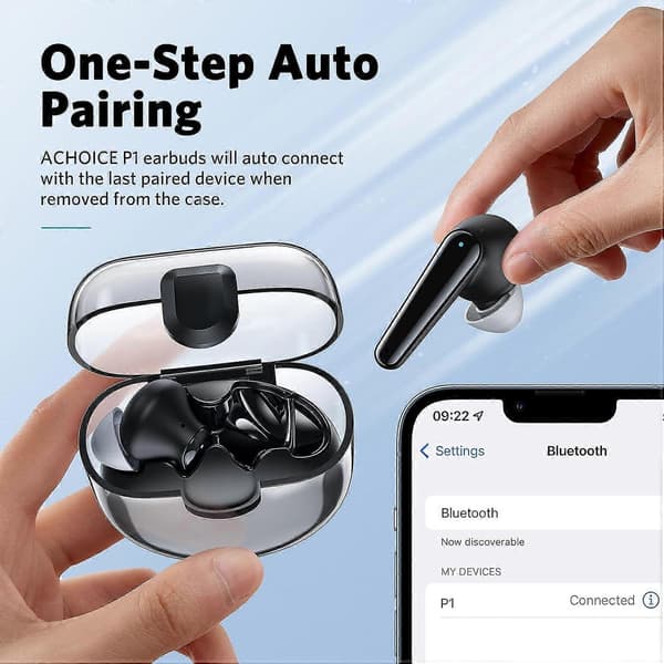 Trådlöst Bluetooth-headset Bluetooth 5.3-headset In-Ear Trådlöst Headset Sport Trådlöst Bluetooth-headset för iOS Android Svart, 2024 Ping