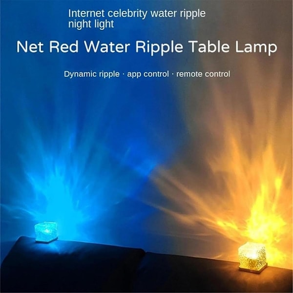 Aurora Nordlys Lampe, Wave-Cube Lampe, Projektor, 16 Farger Vannbølgeeffekt Lys for Soverom