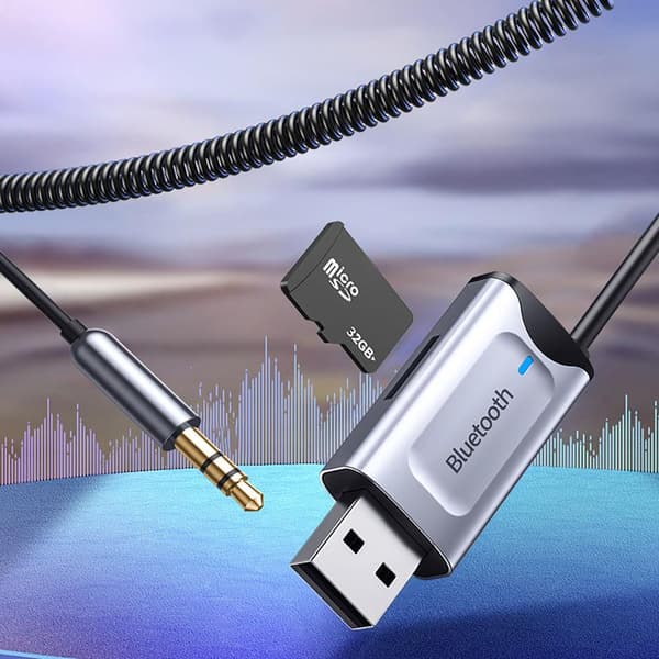 Bluetooth 5.3 -vastaanotin autoon Aux- ja USB-portilla