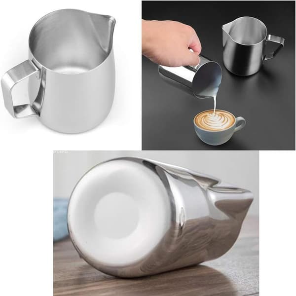 Latte Art Kopp - Mjölkskummare - Rostfritt Stål - 350 ml - Graderad - 1 st