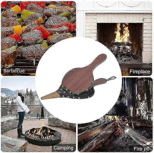 Stor trebælg, trebælgdyse med hengende snor, for peis, grill (liten) Medium