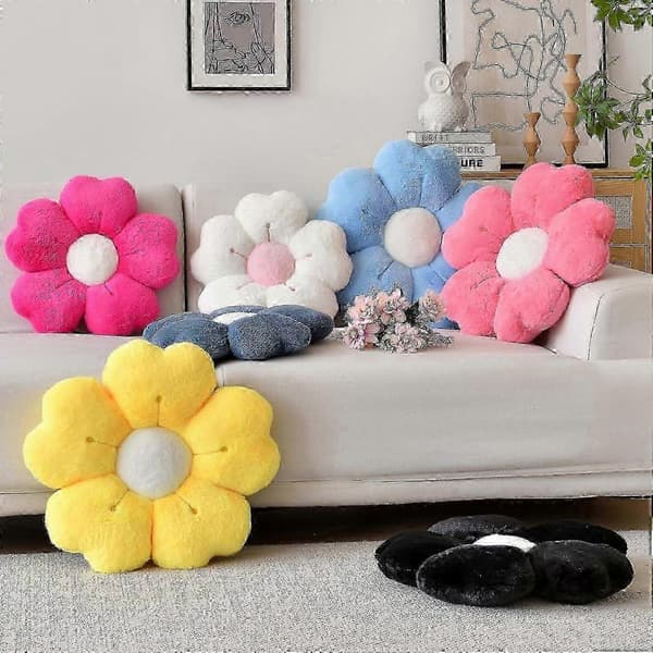 Blomsterformet Pude: Blød Kaninpels Pude til Sofa, Seng & Stoledekoration