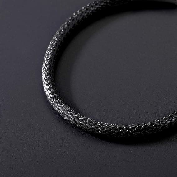 Flettede læderarmbånd til mænd, 5 mm armbånd med rustfrit stålspænde, 18/20/22 cm