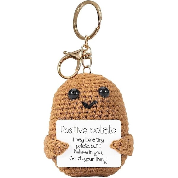 Söt Stickad Positiv Potatisdocka Rolig Virkad Inspirerande Potatis med Positiva Kort Födelsedagspresenter Uppmuntran Presenter till Vänner Rumsdekor