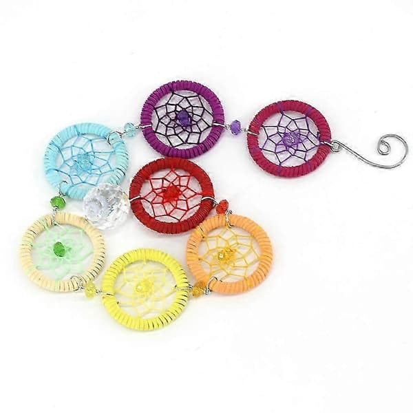Chakra drømmefanger med 40 mm krystall lysekrone kuleprisme solfanger håndlaget