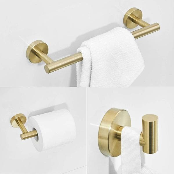 2026 seneste eksplosion Håndklædeholder/toiletpapirholder/badeværelseskrog, børstet guld, 3 stk. rustfrit stål