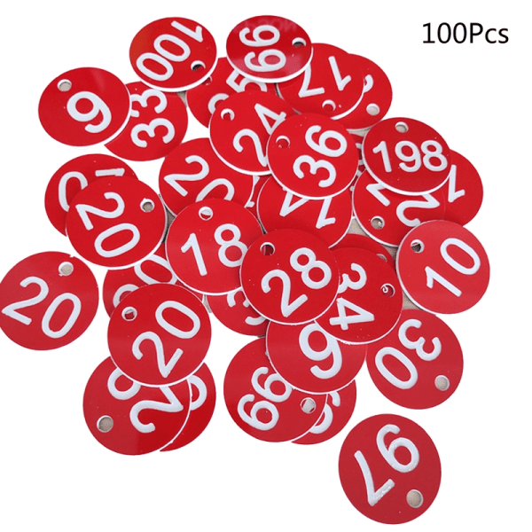 100 st plast ID-nummerbrickor 1-100 Graverade nummer ID-bricka Färgad dörr för nyckelringsetikett Skåp Etikett för kläder Live