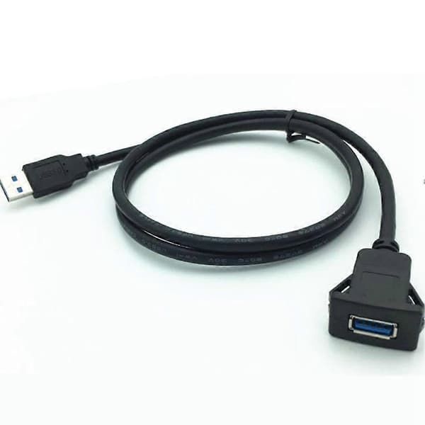 USB 3.0 Flush Mount Panel Forlængerkabel med Låseclips - 1M Instrumentbrætmontering til Bil, Lastbil, Båd, Motorcykel