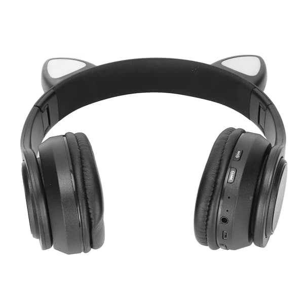 B39 Katteøre Bluetooth Headset Sødt Justerbart Bas Bærbart Trådløst Bluetooth Headset med Lydkabel til Børn (Sort)