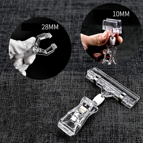 10 stycken etiketthållare, roterbara clip-on produktetiketter transparent pappershållare