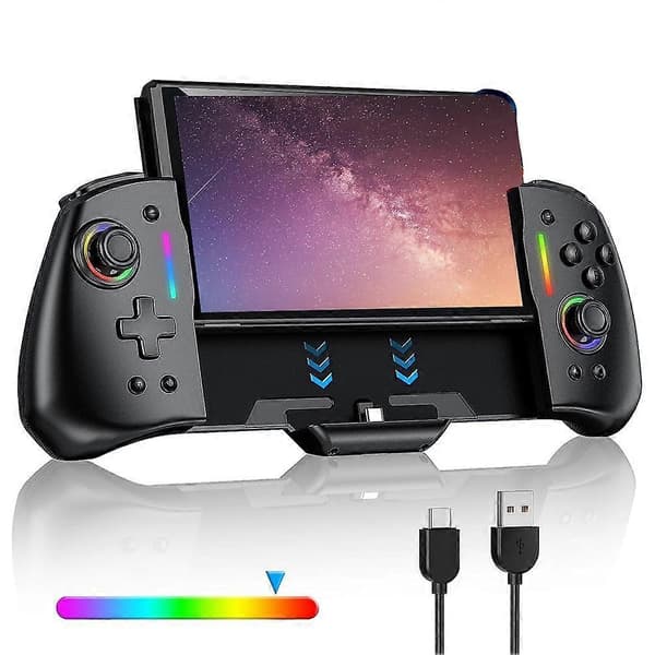 Til Switch Gamepad Controller Indbygget 6-akset Gyro Design Håndholdt Greb Dobbelt Motor Vibrationer JoyPad A Black
