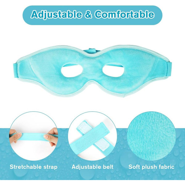 Kylande Ögonmasker, 2-pack Gelpärlemasker för Migränlindring & Puffiga Ögon 2PCS