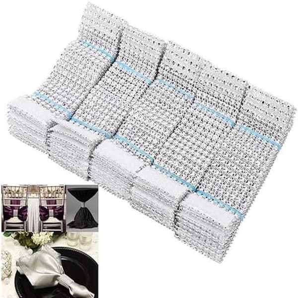 (50 stk. sølv) Servietringe Bordservietholder Diamant Ring Windi