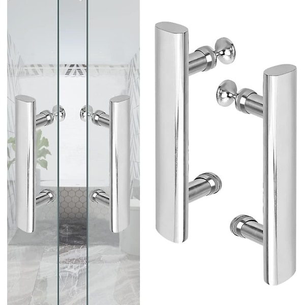 2-pakks Dusjdørknapper Krombelagte Dørknapper Dobbeltsidige Dørknapper Hull-avstand 145 mm For Dusjdør Glassdører