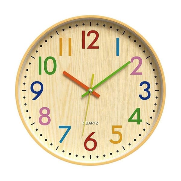 Lollanda Wall Clock - 30 cm Silent Wall Clock, Colorful Learning Clock, Suitable for Children's Rooms, Bedrooms and Kitchens, Analog Pointer Clock