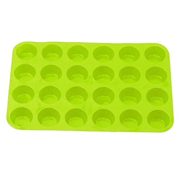 2 stk kageforme non-stick silikone muffin pande BPA fri 24 cupcake bakke sikker alsidig kage forme til let frigøres opvaskemaskine Green