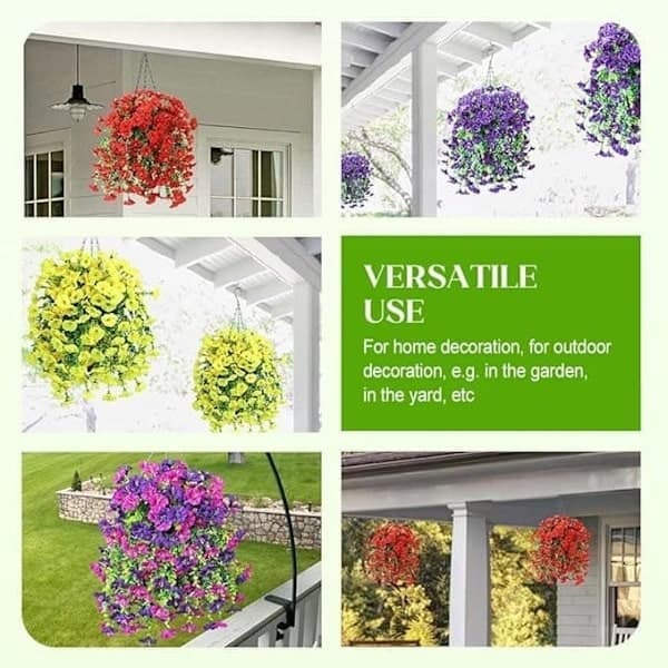 Artificial Hanging Flowers 2-pack, UV-resistant Morning Glory Vines 75 cm White white