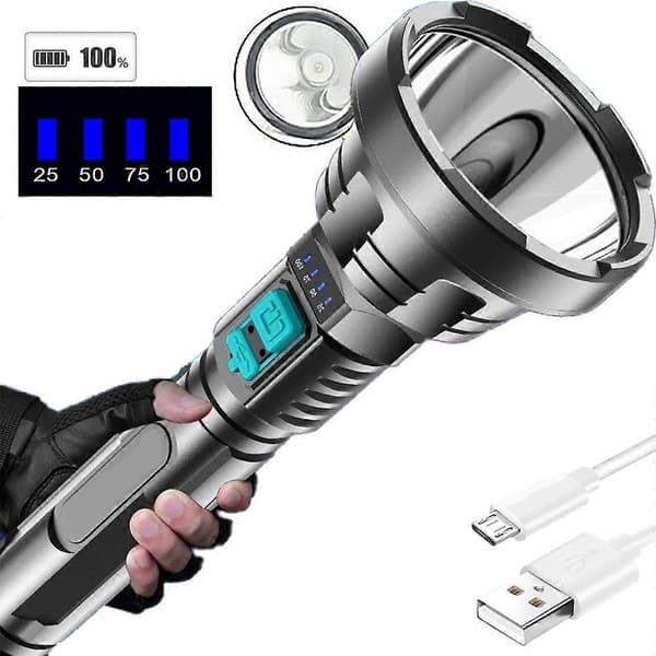 Kirkas uusi sydän Vahva valo LED-taskulamppu USB-ladattava taskulamppu sisäänrakennetulla akulla ja latauskaapelilla