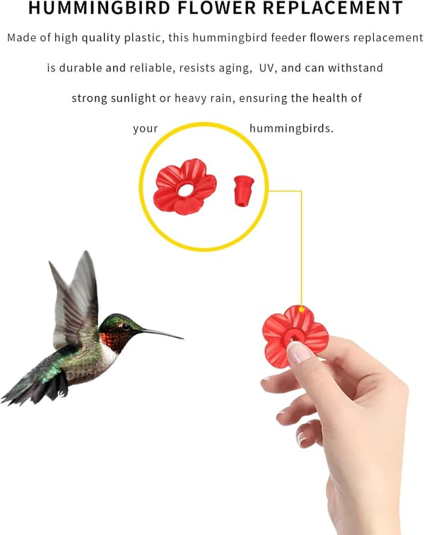 30 STK Kolibri Foderautomater Erstatningsblomster, Farverige Kolibri Foderautomat Erstatningsdele til de fleste Kolibri Foderautomater (Rød)
