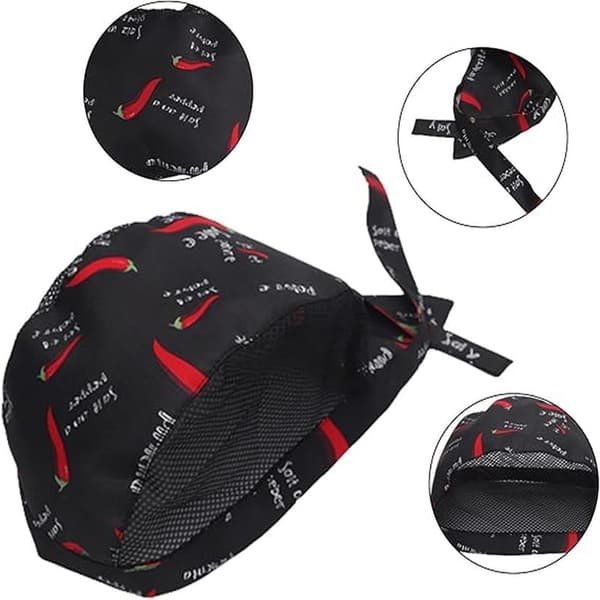 Kockmössa 3-pack Unisex Bandana Hatt för Kök Matlagning Kock Hatt