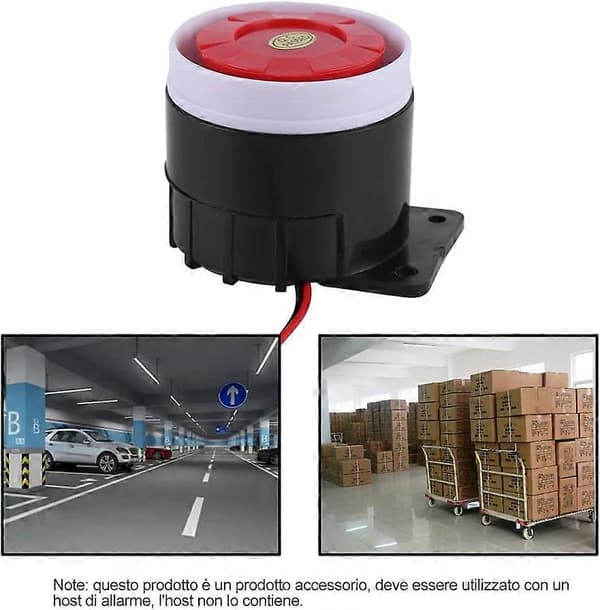 DC 12V Mini Kablet Sirene Horn Hjem Sikkerhet Lyd Alarmsystem, ett stykke