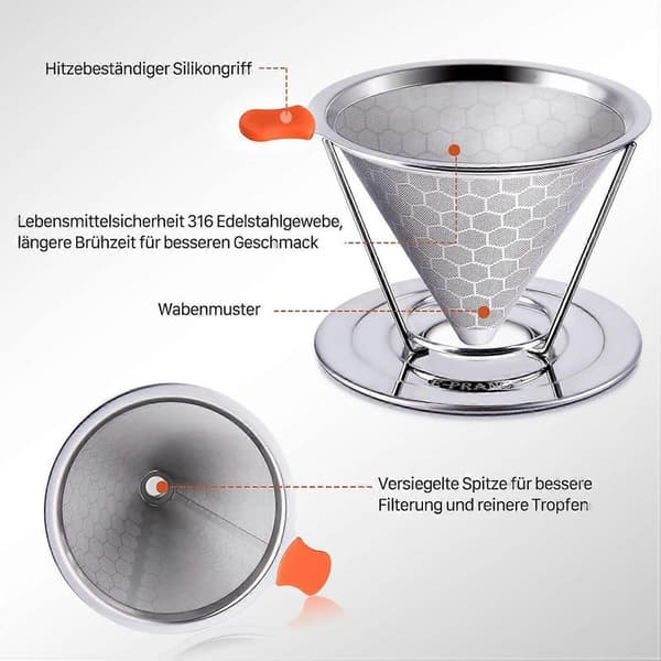 Permanent kaffefilter Genanvendelige håndfiltre i rustfrit stål