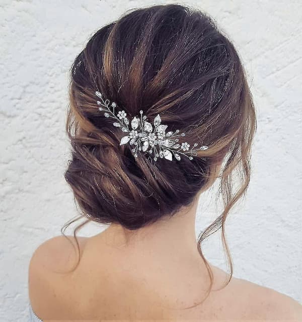 Bladbrudebryllupshårkam Rhinestone Perle Brudehårstykker Blomsterbryllupshodeplagg