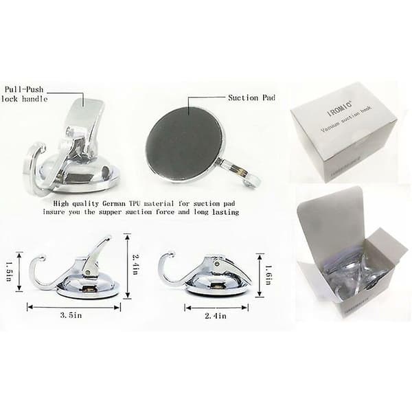 Kraftiga sugkoppskrokar (healwe 2-pack) designade för kök, badrum (silver)