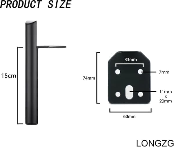 4 stk. 15 cm møbelben, sorte metalbordsben, gør-det-selv møbelben, med skruer