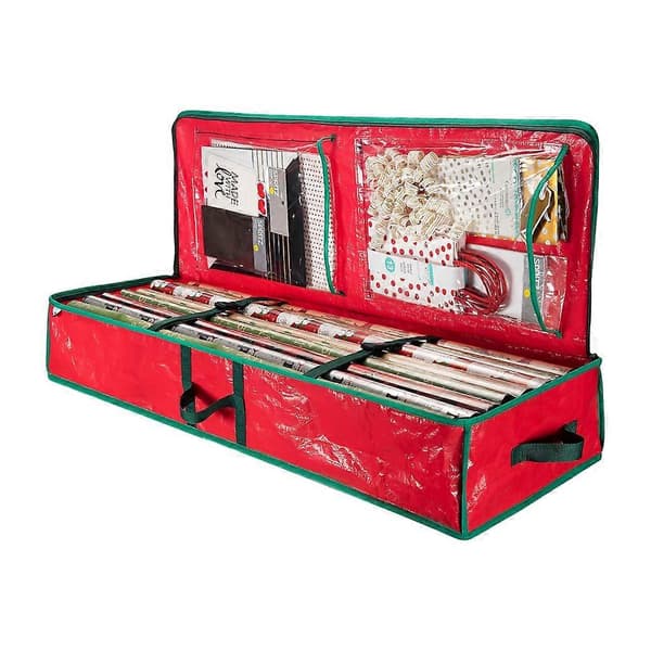Papir Opbevaringspose Standard Ruller af Indpakningspapir Gavebeholder Organizer Red One Size