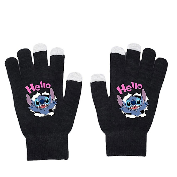 Lilo & Stitch Håndklær med Full Finger Vintervarme Tegneserie Trykte Strikket Håndklær Unisex Gaver A